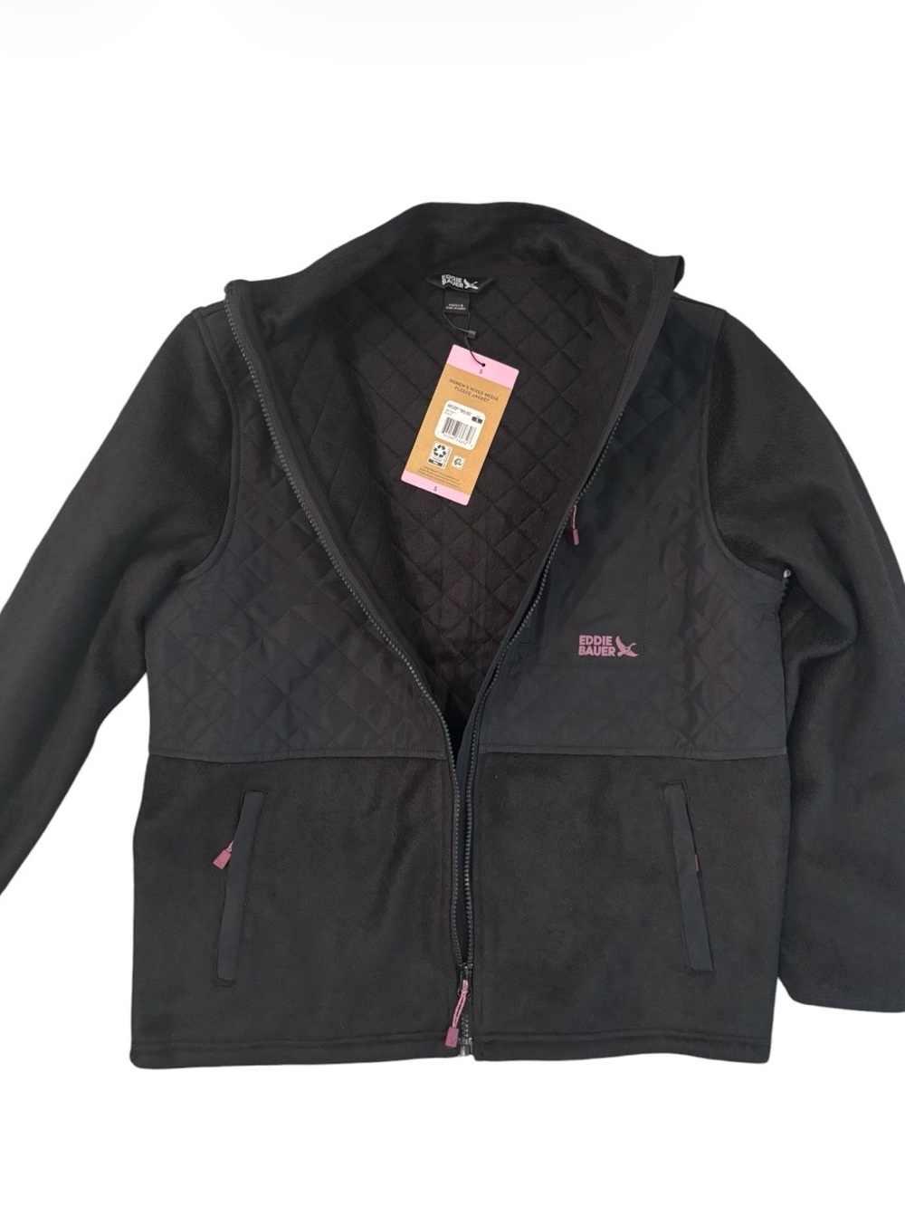 NWT Women’s Eddie Bauer Black Quilted Fleece Jacket Small